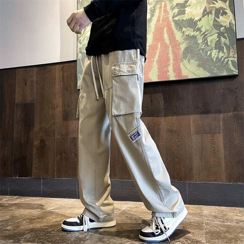 美式工装休闲裤hiphop炸街裤子ins高街潮抽绳直筒阔腿裤YK63-P40,男装休闲裤,星座1008