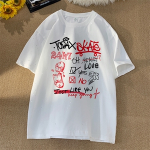 可48小时发货支持抖音得物来样二开 美式满天星亮片短袖T恤MTX631图片