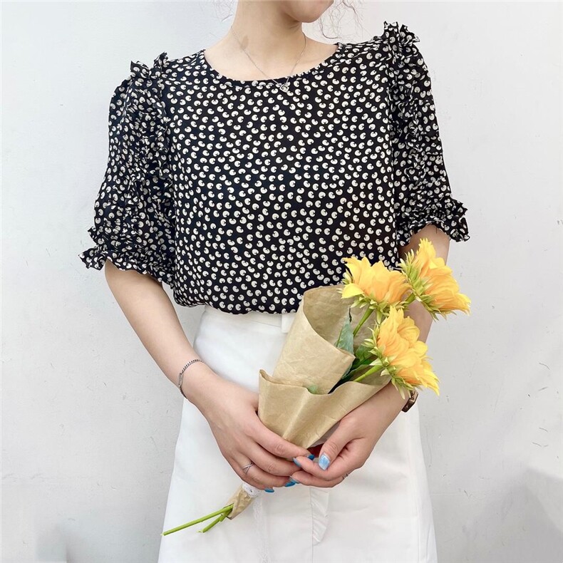 夏季新款设计感花花袖小衫，其它，青橙愫(7F)