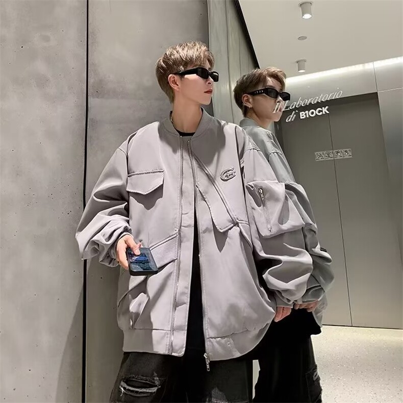 美式潮小众设计感飞行服外套秋新款宽松情侣夹克棒球服HH2569P66,男装夹克,星座1013-5