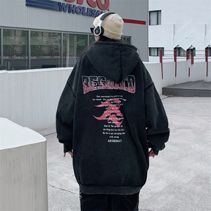 2023新款秋装复古美式水洗做旧宽松连帽卫衣301B-JB7882-P68图片