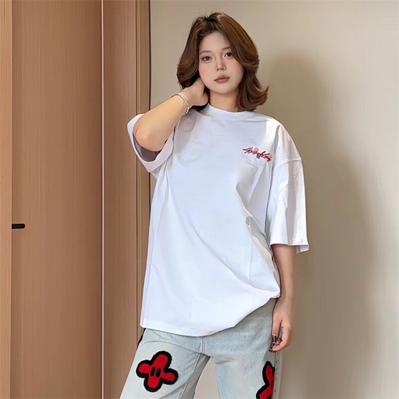 万针全刺绣工艺抖音得物高品质260克重磅纯棉双纱美式高街短袖T恤,男装T恤,电商A486-1