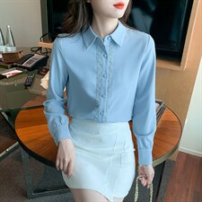 上衣春季新款OL长袖衬衫设计感小众衬衣，女装衬衫，美吧服饰