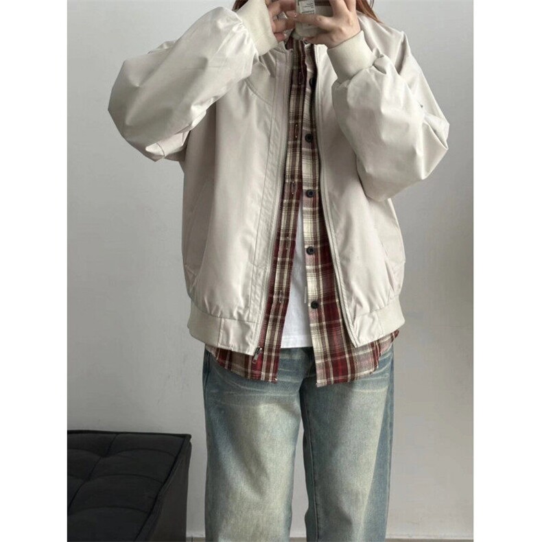 美式复古飞行员夹克男宽松棒球服无领外套JK80N-特P55,男装夹克,星座1007（原301D）