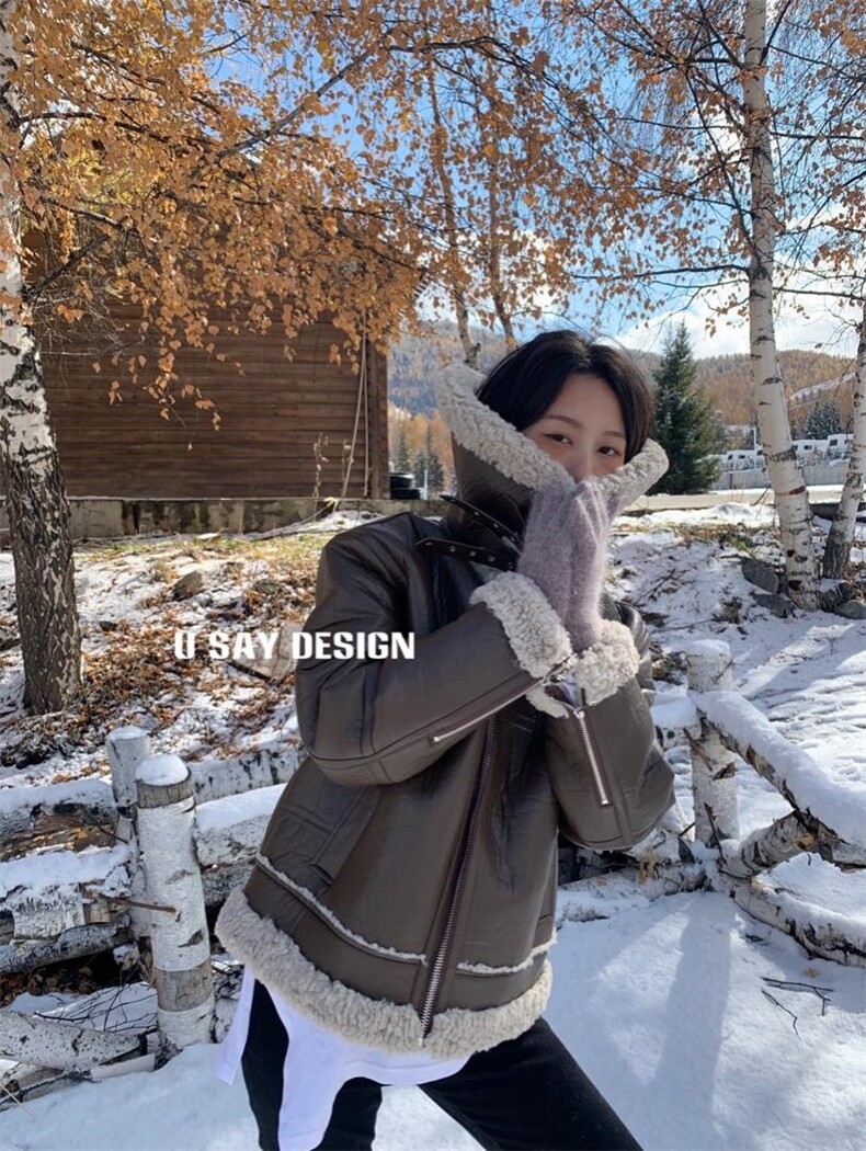 新款皮毛一体外套百搭，其它，MJJ
