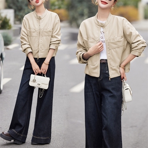 皮衣女外套短款上衣2025春秋季新款洋气显瘦小个子PU皮机车服夹克图片
