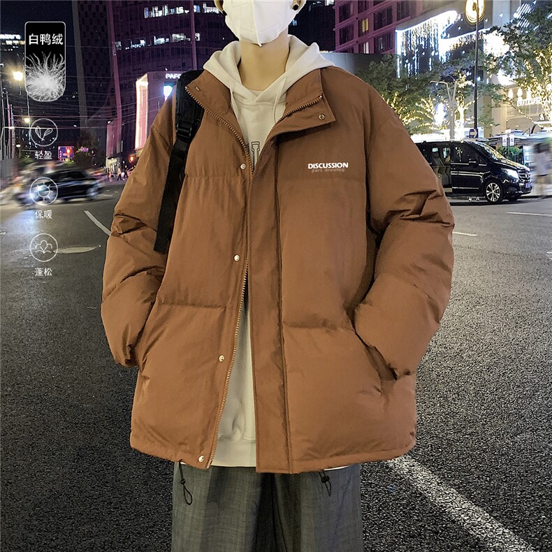 港风夜景时尚字母印花面包服白鸭绒羽绒服A247-YR193P195控258,男装羽绒服,电商A247