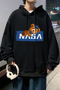WY2247-P35 纯棉连帽卫衣男大码运动帽衫宽松薄外套男NASA图片