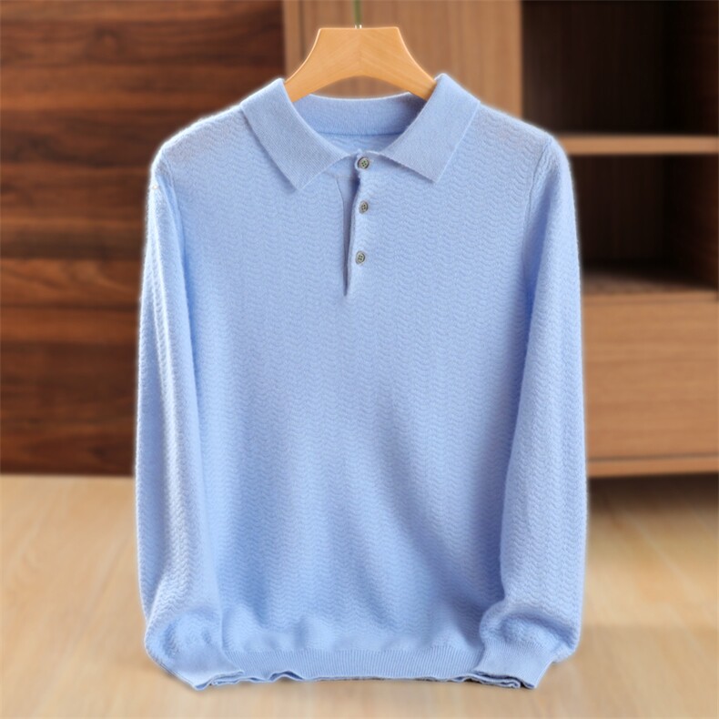 男士polo衫长袖t恤男2024年秋冬季加厚保暖衣服男韩版潮流内搭,男装羊毛衫,鹿一羊绒