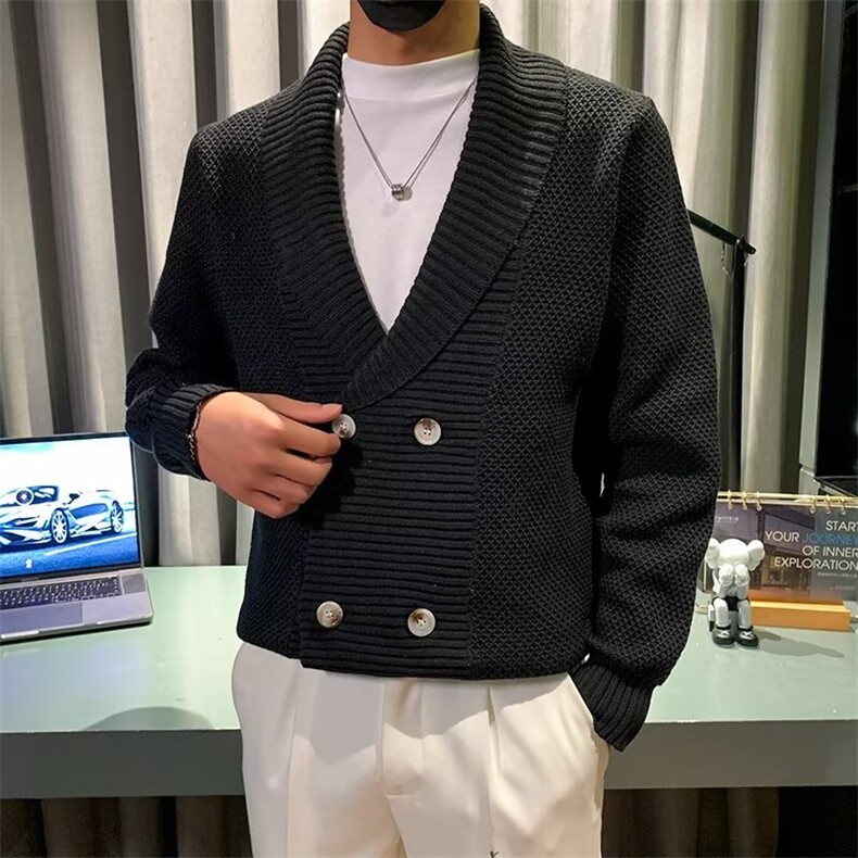 春秋季男士青果领毛衣韩版潮流宽松开衫简约针织衫休闲百搭外套男,男装针织衫/毛衣,星座1013