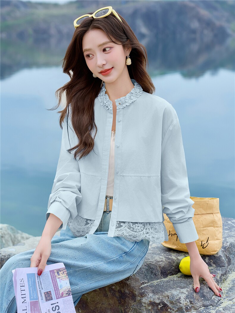 2026新款长袖薄款花边蕾丝洋气减龄休闲短款外套女,女装短外套,美沁