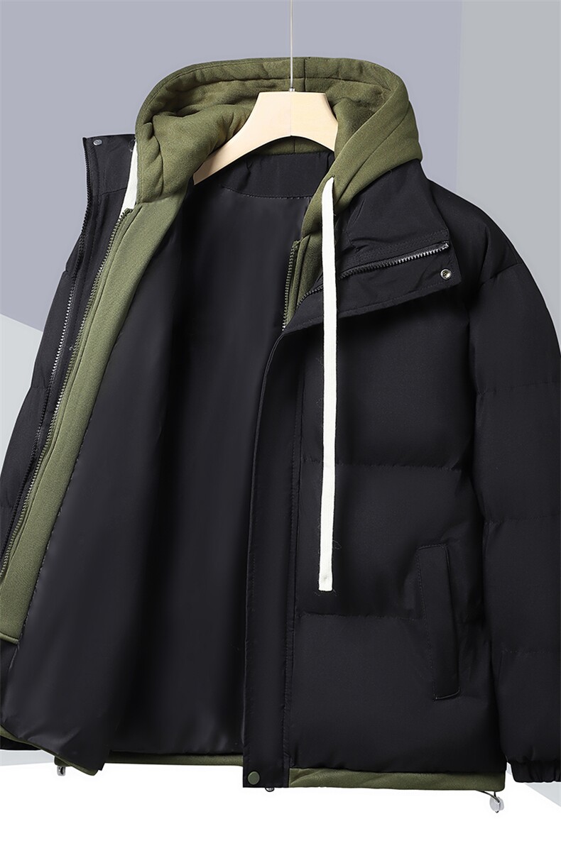 情侣假两件棉服男款冬季宽松休闲加厚保暖棉衣外套日系潮流连帽棉,男装棉衣,星座1508-3