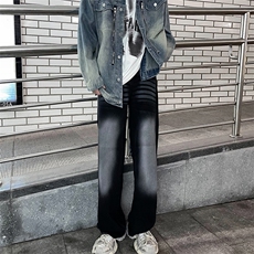 秋款男牛仔裤条纹扎染印花渐变色直筒宽松长裤NK860P45，男装牛仔裤，星座1013-1