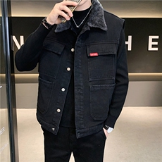 MJ208J-68-限价98M-5XL牛仔马甲大码加绒羊羔绒工装ins，男装工装外套，星座103A