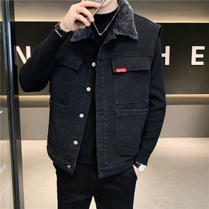 MJ208J-68-限价98 M-5XL 牛仔马甲大码加绒羊羔绒工装ins图片