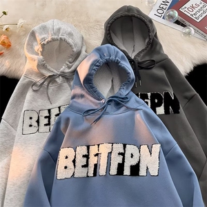 卫衣男潮牌秋冬高街hiphop外套羊羔绒Q35P45加厚图片