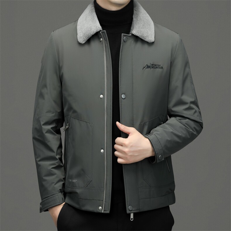 冬季新款男士羊毛毛呢可脱卸内胆羽绒服中年男装加厚保暖休闲外套，男装羽绒服，电商B212（原钱塘6029）