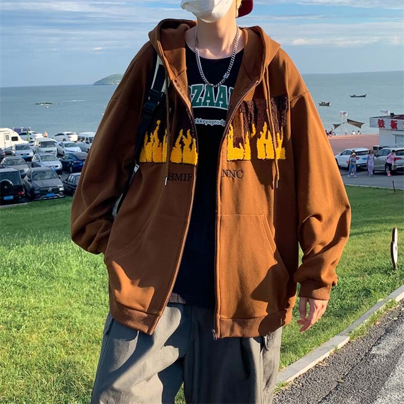 美式复古连帽卫衣男开衫小众潮牌情侣装外套秋季WY0607-P38图片