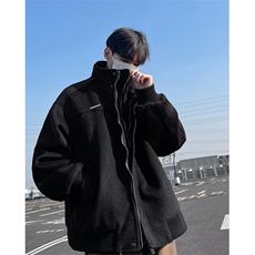秋冬季美式复古麂皮绒外套男女宽松休闲百搭设计感棉衣外套W9296，男装棉衣，星座506