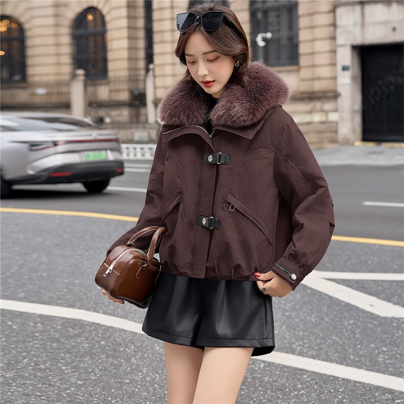 2026年冬季时尚修身可脱卸毛领棉衣棉服女,女装棉衣/棉服,微微衣阁