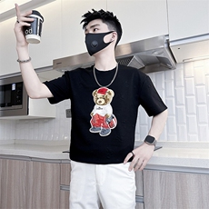 轻奢小熊高级感提花面料短袖T恤社会小伙半袖301C-DT77-P48控68，男装T恤，星座301C（原B323）