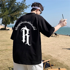 WASSUPCANDY美式哥特字母短袖t恤男夏季潮牌大码宽松休闲体恤衫，男装T恤，电商A426-1(原A430-1)