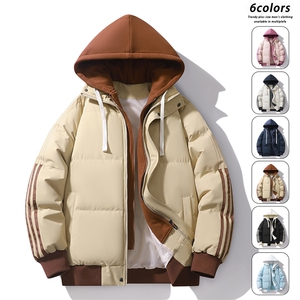 美式高街棉衣外套男加绒加厚条纹连帽宽松面包棉服MY0777-P82图片