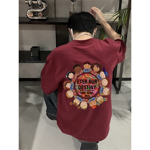 已做版权夏季东北大花潮圆领短袖风t恤宽松重磅上衣T50-P28图片
