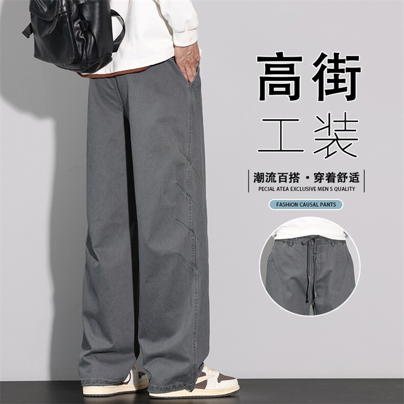 2025秋季新款工装裤子男款美式潮牌百搭直筒阔腿休闲裤K6651-P60,男装工装外套,星座610（原A335）