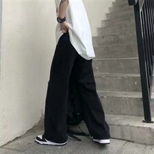 ins复古高街破洞百搭直筒牛仔裤宽松大码阔腿长裤男女NK6056-P40，男装牛仔裤，星座1008-1