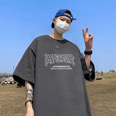 抖音得物二开现货220克夏装重磅美式高街宽松短袖t恤MT305，男装T恤，电商A486-1