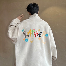 麂皮绒夹克男大码立领褂子外套JK85301-P68加绒款-P78，男装夹克，电商A040