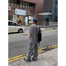 美式复古水洗多口袋工装牛仔裤男女宽松垂感阔腿百搭长裤潮，男装牛仔裤，星座506A