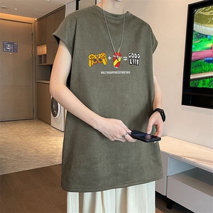 可设48小时发货支持抖音得物来样二开240克重磅美式麂皮绒背心t恤图片
