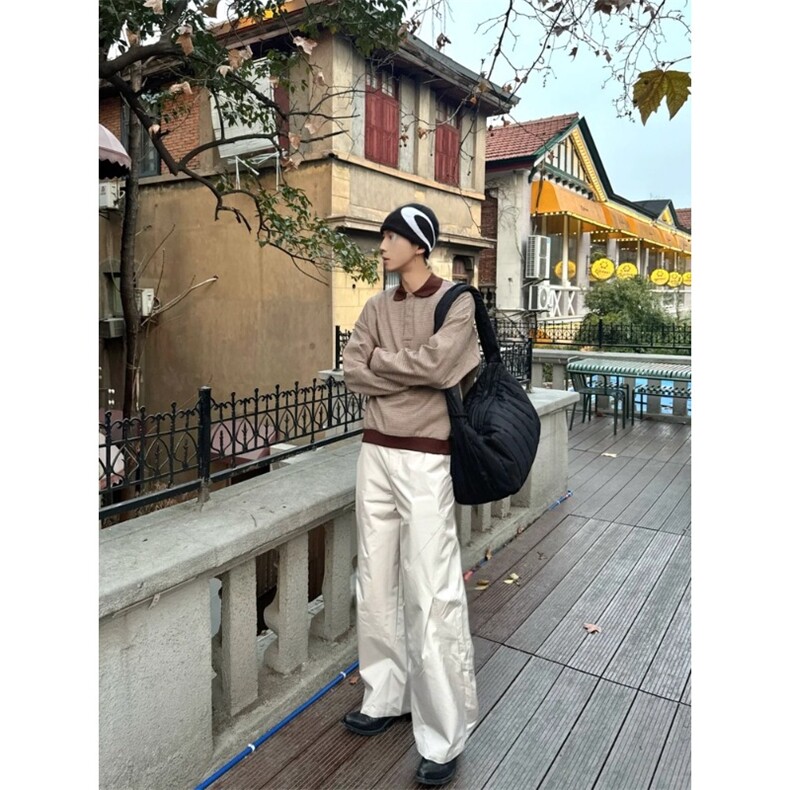 千鸟格polo衫长袖老钱衬衫外套JK079特P46,男装Polo衫,星座908-1