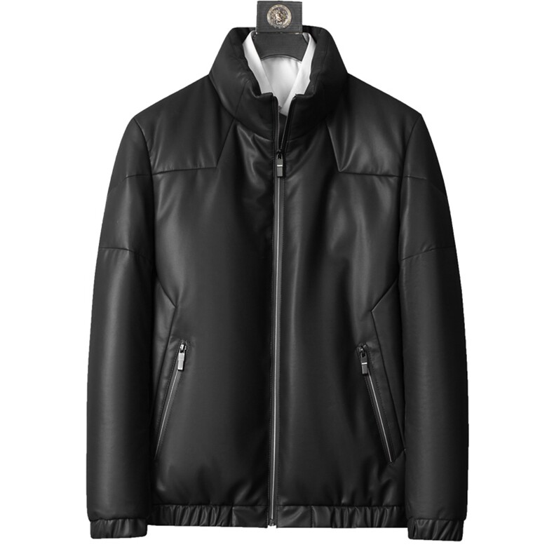 2023新款皮羽绒服男二层绵羊皮鹅绒皮夹克加厚外套韩版皮衣,男装皮衣,电商B360