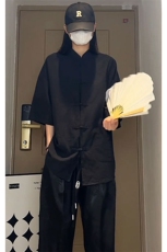 新中式盘扣夏季复古大码休闲男半袖短袖衬衫DC2181-P37【特价】，男装T恤，电商A007