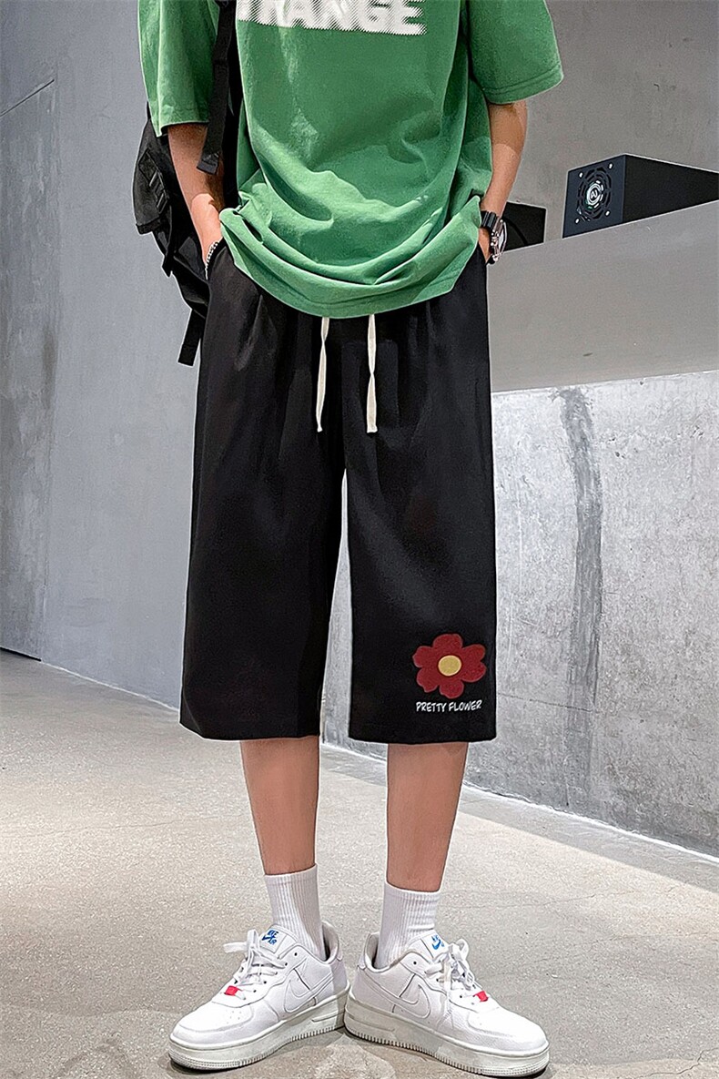 QK72257-P25冰丝七分裤男大码速干短裤男五分裤港风,男装休闲裤,电商A040