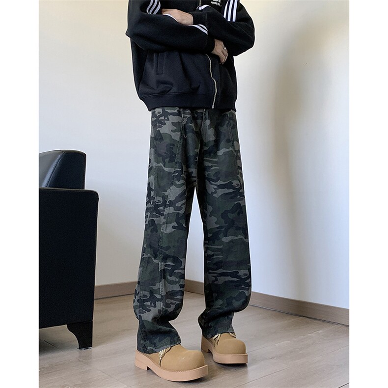 2025秋款重磅迷彩牛仔裤复古宽松直筒男士牛仔裤XZ212-QNK706-P45,男装牛仔裤,星座212-1