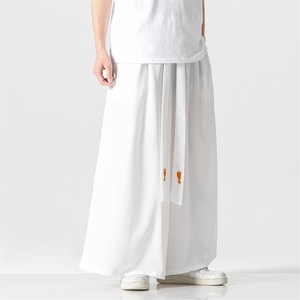 夏季风宋制改良汉服绣花长裤古风冰丝阔腿裙裤情侣K332/P85