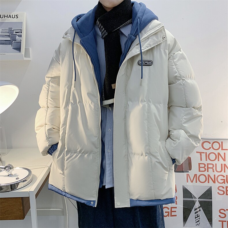 假两件衣男冬季日系慵懒加厚服情侣装袄面包服W6202-P90,男装棉衣,星座512-3