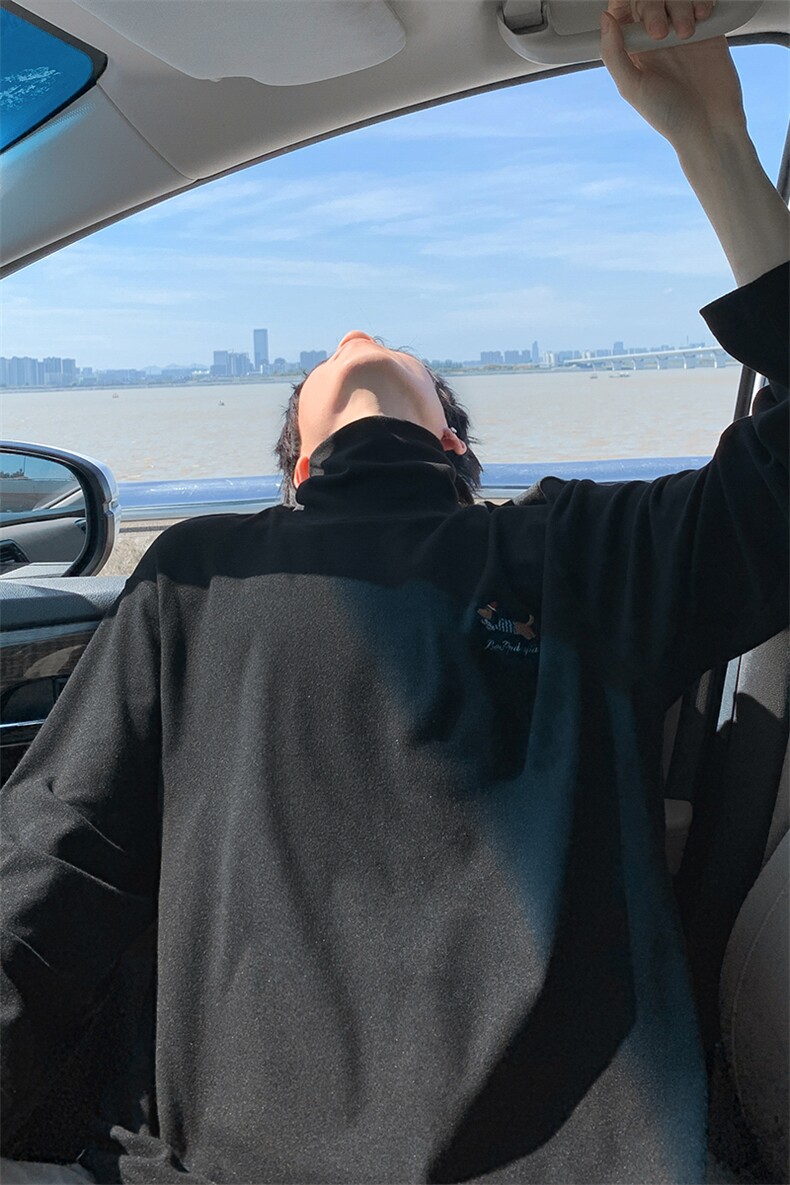 秋冬新款腊肠狗刺绣高领大码双面德绒长袖T恤男T24501-特P21控39,男装T恤,电商A001-1