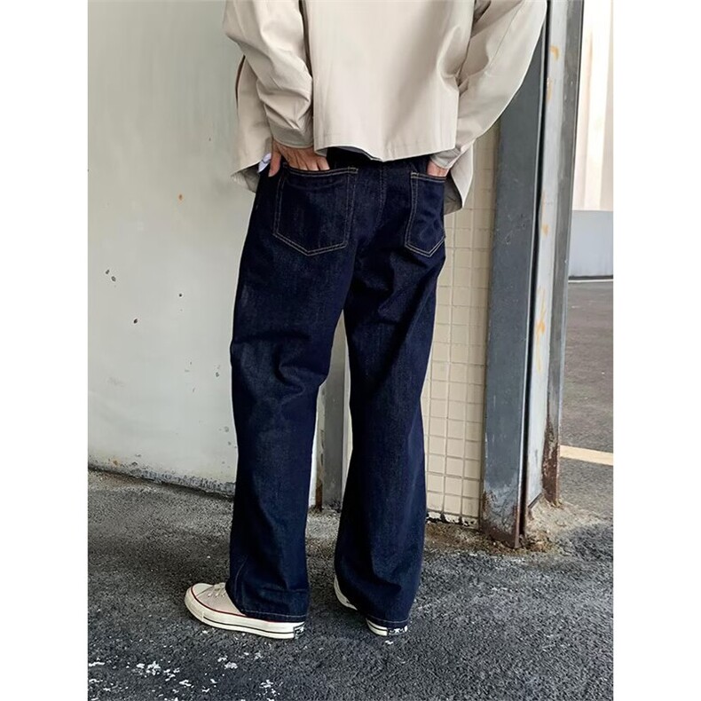美式复古高街宽松直筒牛仔裤男春夏季原色阔腿垂感休闲长裤子,男装牛仔裤,星座506A