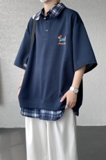 现货DX10119-特批30控68夏季新款大码假两件腊肠狗短袖T恤，男装T恤，电商A059
