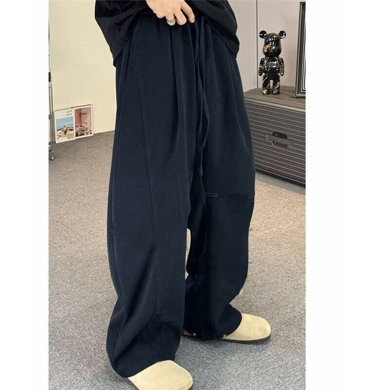 秋冬季设计感拼接阔腿直筒运动休闲裤男宽松轻奢长裤子KJ36,男装休闲裤,星座1116A（原606A-3）