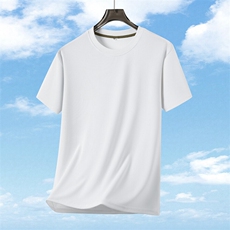 夏季简约休闲大码纯色圆领高品质短袖T恤男冰丝上衣-T7989-P25，男装T恤，星座310B-3