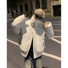 405A美式高街个性金属设计短款pu皮面包服MY24918-P155控188，男装棉衣，星座405A
