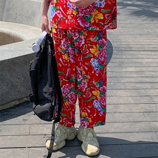 K340男装休闲裤宽松阔腿凉爽九分团队裤子睡裤东北大花风男女，男装休闲裤，星座115A(原星座507）