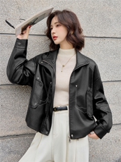 2025年冬季新款现货加绒保暖皮衣外套，女装皮衣，臻衣坊