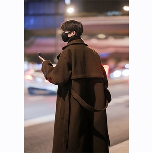 长款过膝 男装呢料呢子大衣 冬季呢子翻领外套 XZ514-2-F10-P138图片